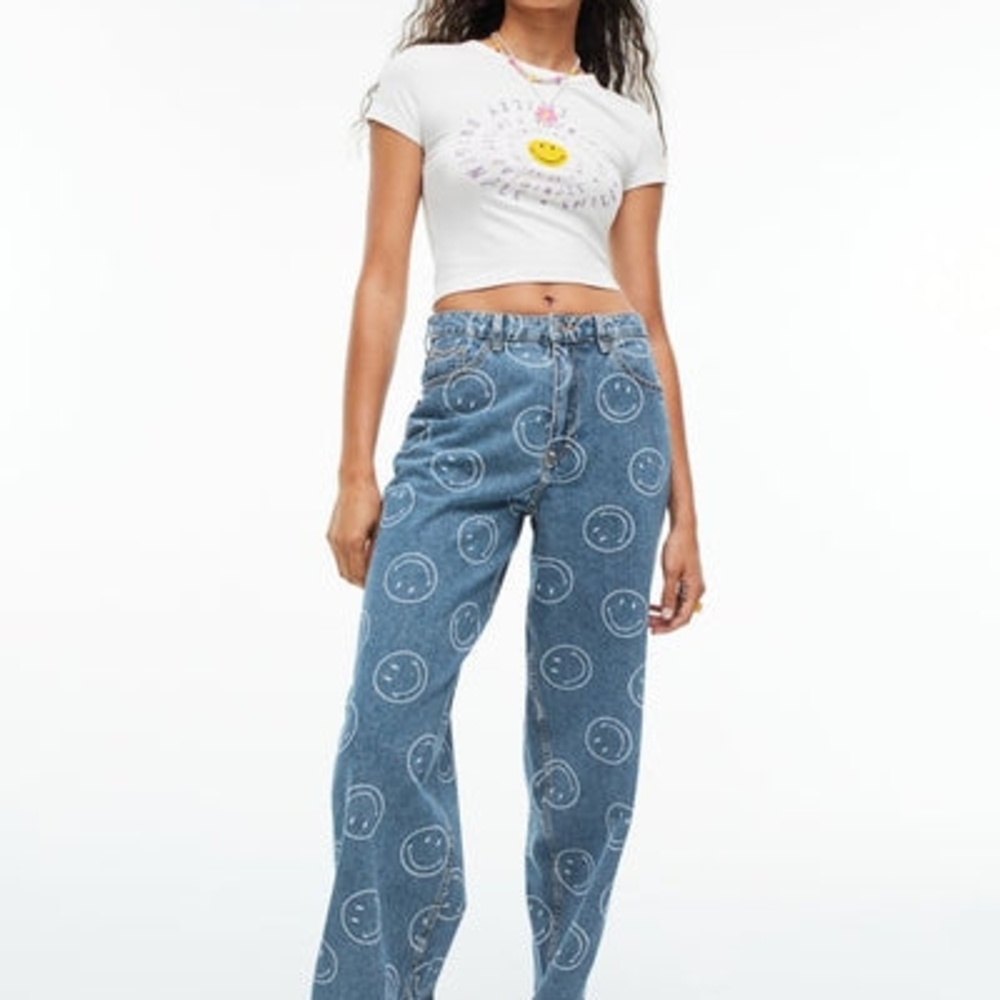 H&M x Smiley Relaxed Fit Jeans with Smiley Face Print